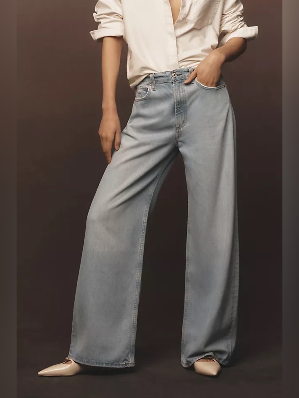 Citizens of Humanity Paloma Wide Leg Jeans 30 Light Wash Denim Blue Minimalist